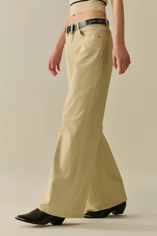Beige Straight Pants wide leg - Colored Jeans