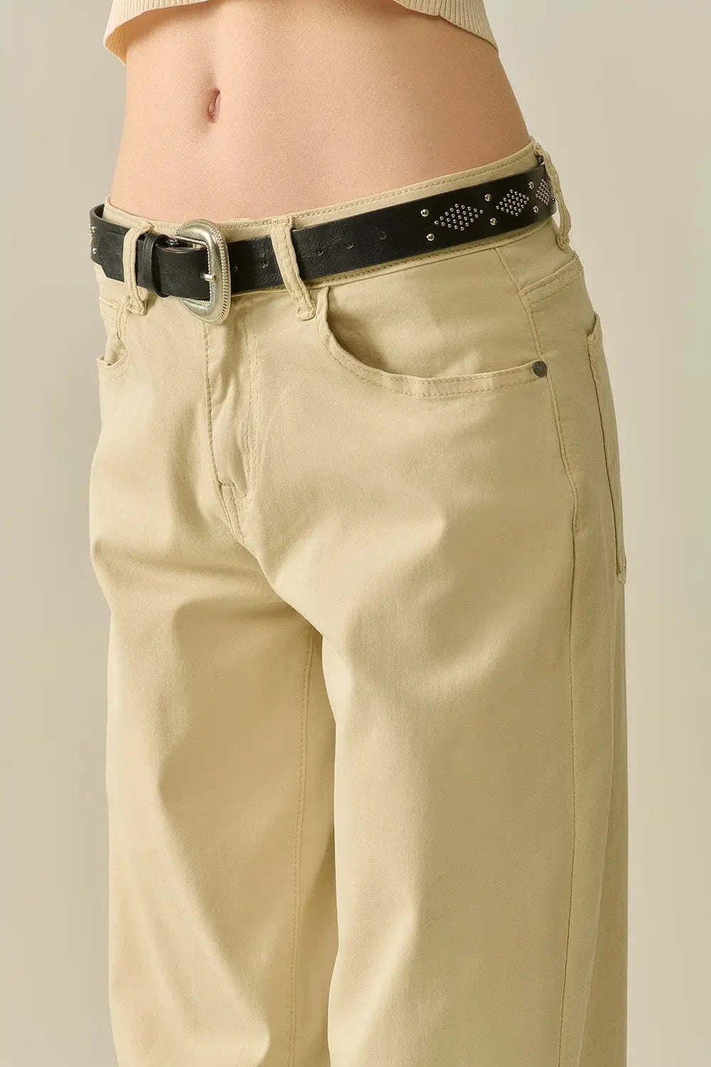 Beige Straight Pants wide leg - Colored Jeans