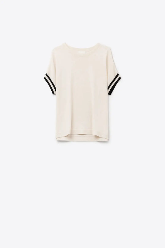 relaxed Sweater In beige with black contrast detail - BEIGE / ONE - Sweaters