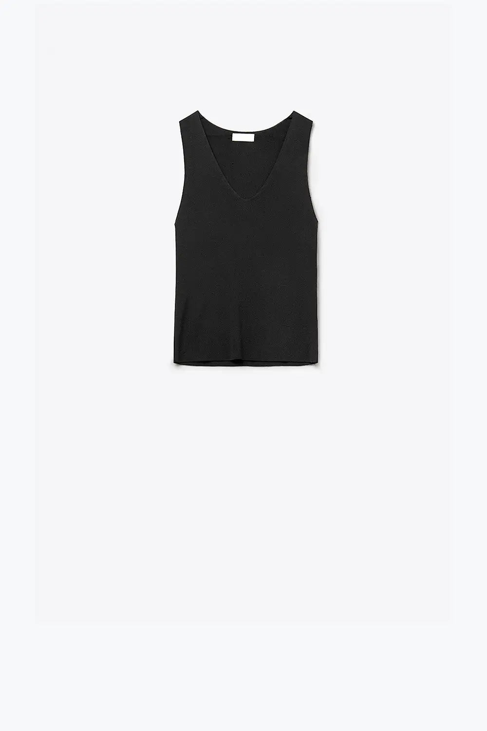 Black sleeveless fine knitted top With V-Neck - BLACK / ONE - Sweaters