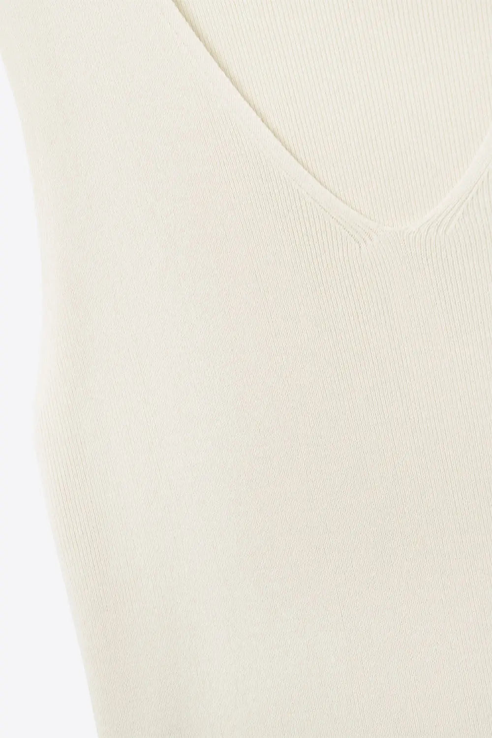 Beige sleeveless fine knitted top With V-Neck - BEIGE / ONE - Sweaters