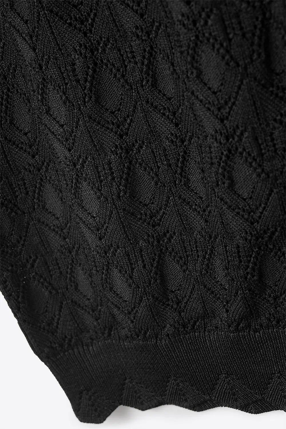 Pointelle Knitted Vest With Scalloped Edges in Black - BLACK / ONE - Sweaters