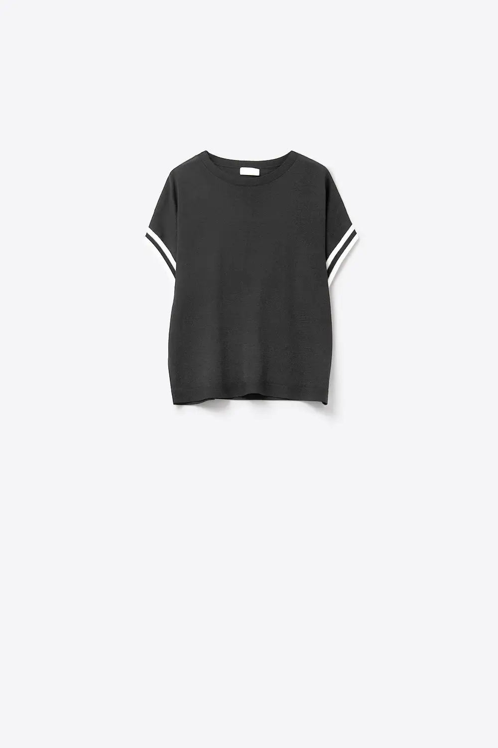 relaxed Sweater In Black with white contrast detail - BLACK / ONE - Sweaters