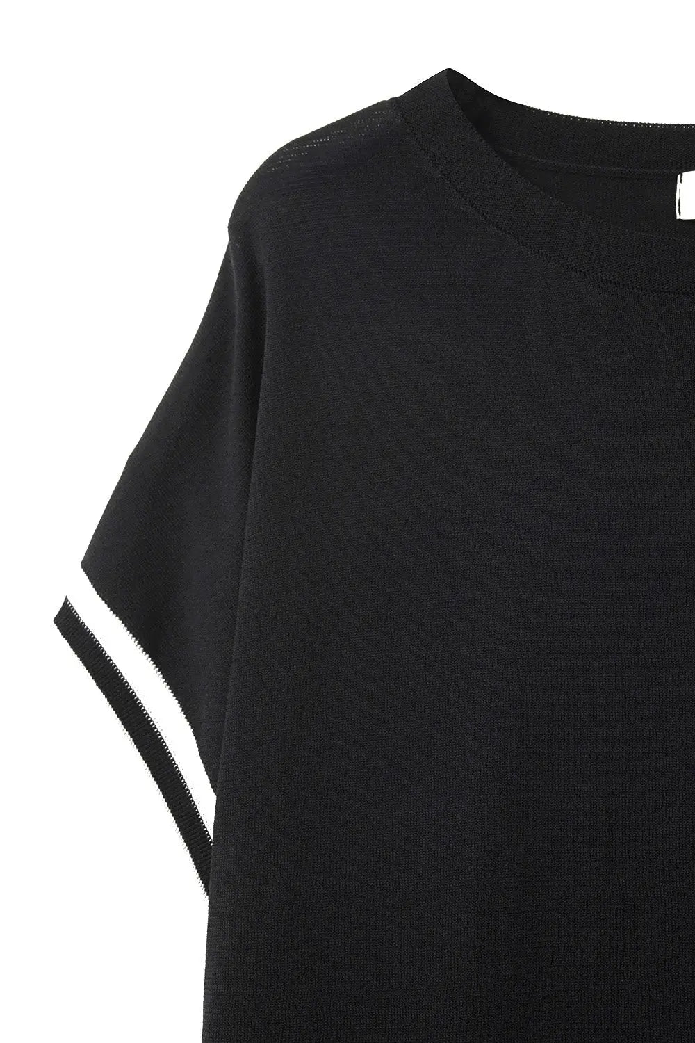 relaxed Sweater In Black with white contrast detail - BLACK / ONE - Sweaters