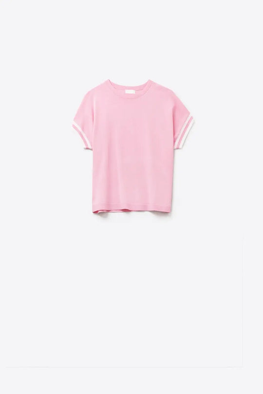 relafed fit Sweater In pink with white contrast detail - PINK / ONE - Sweaters