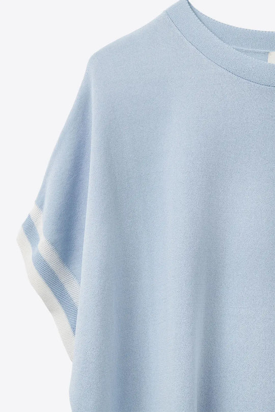 Sweater In baby Blue with white contrast detail - BLUE / ONE - Sweaters