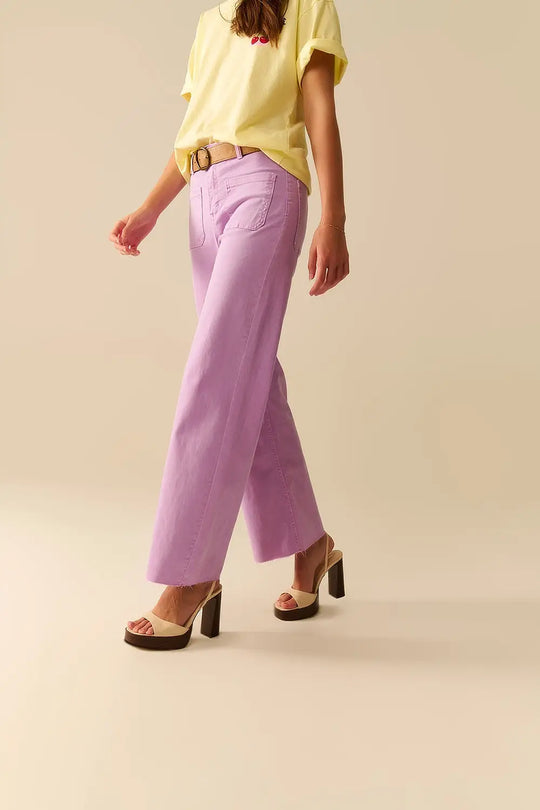 lilac Straight Leg pants With Front Pockets - Colored Jeans