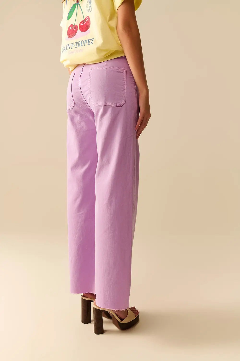 lilac Straight Leg pants With Front Pockets - Colored Jeans
