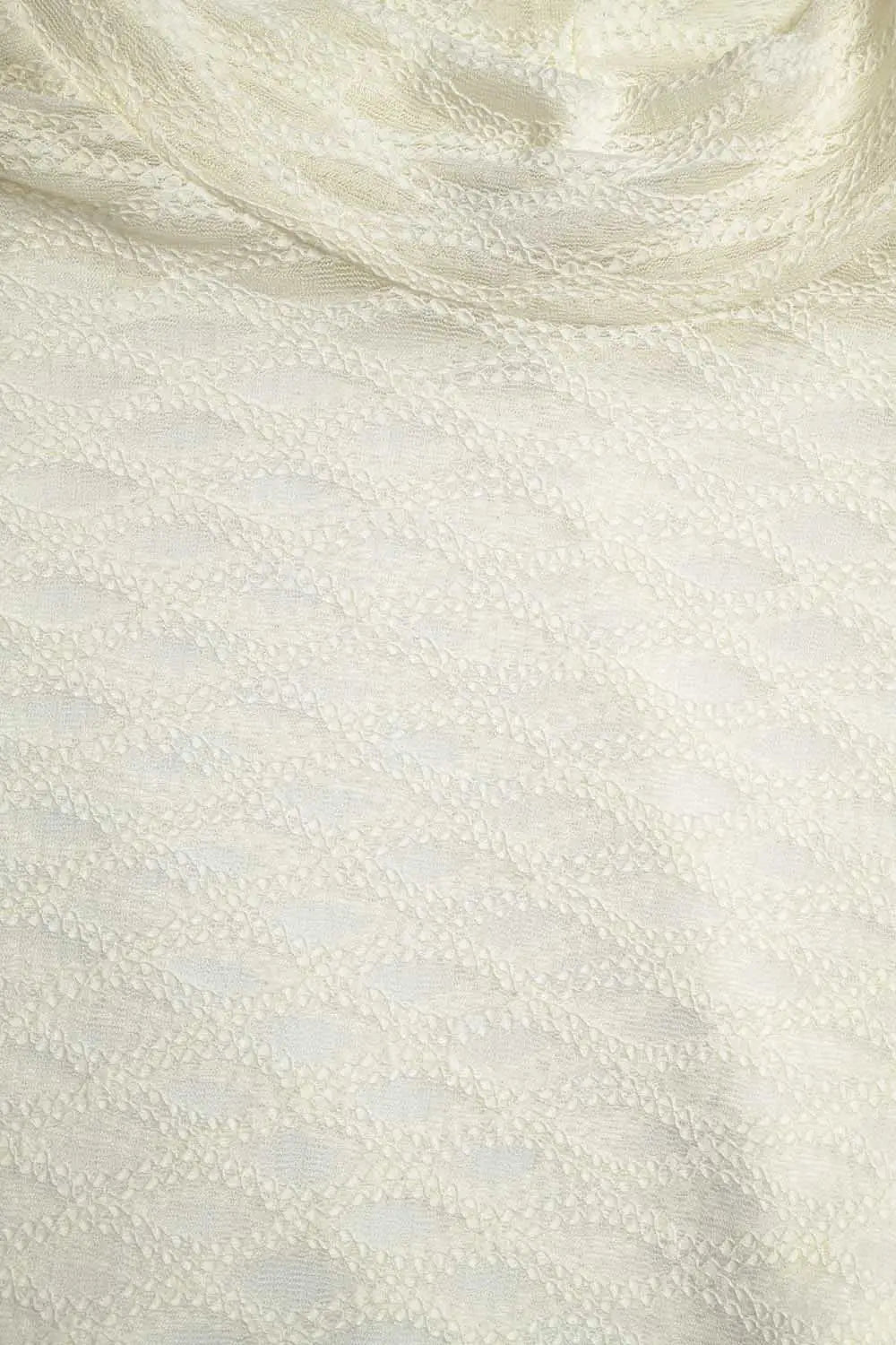 Beige Sheer Lace Turtleneck Top with Puff Shoulders - Tops