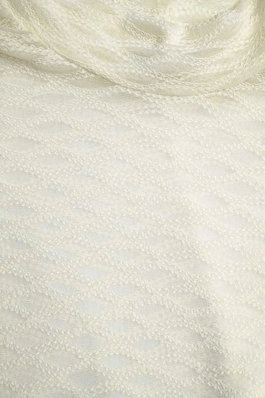 Beige Sheer Lace Turtleneck Top with Puff Shoulders - Tops