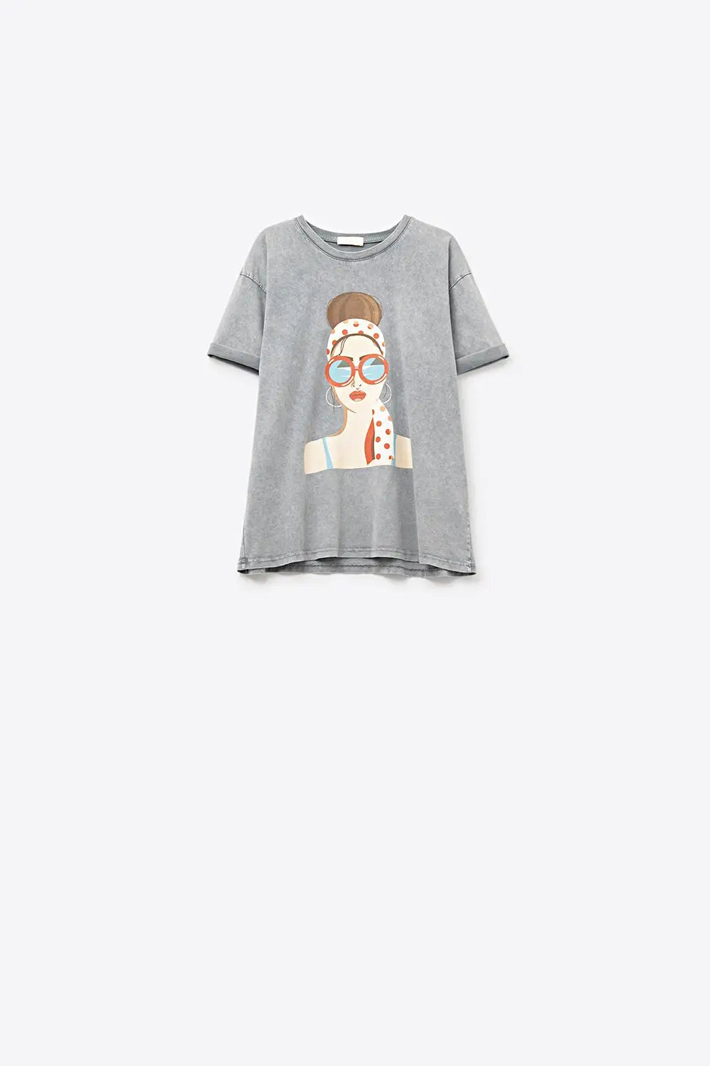 grey T-shirt made in Italy with a vintage girl graphic - GRAY / ONE - T-Shirts
