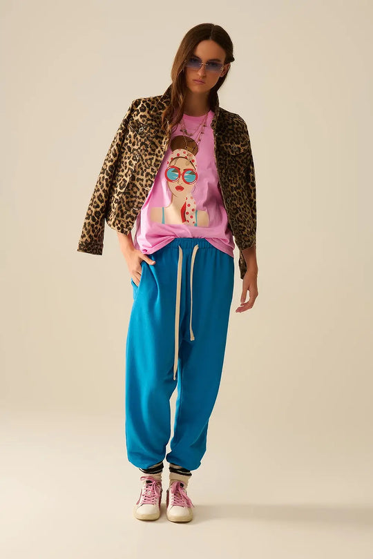 Pink T-shirt made in Italy with a vintage girl graphic - PINK / ONE - T-Shirts