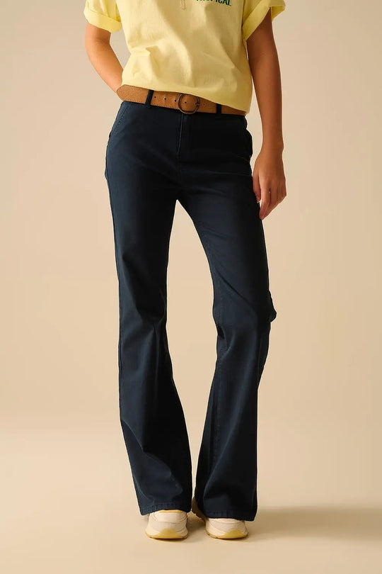 Comfy Stretcy Denim Navy Flared Jeans - Colored Jeans