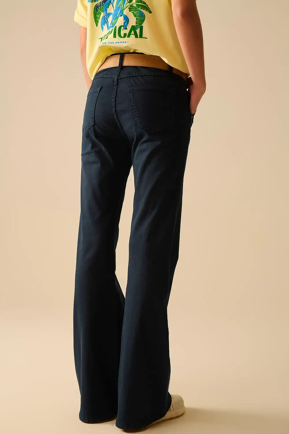Comfy Stretcy Denim Navy Flared Jeans - Colored Jeans