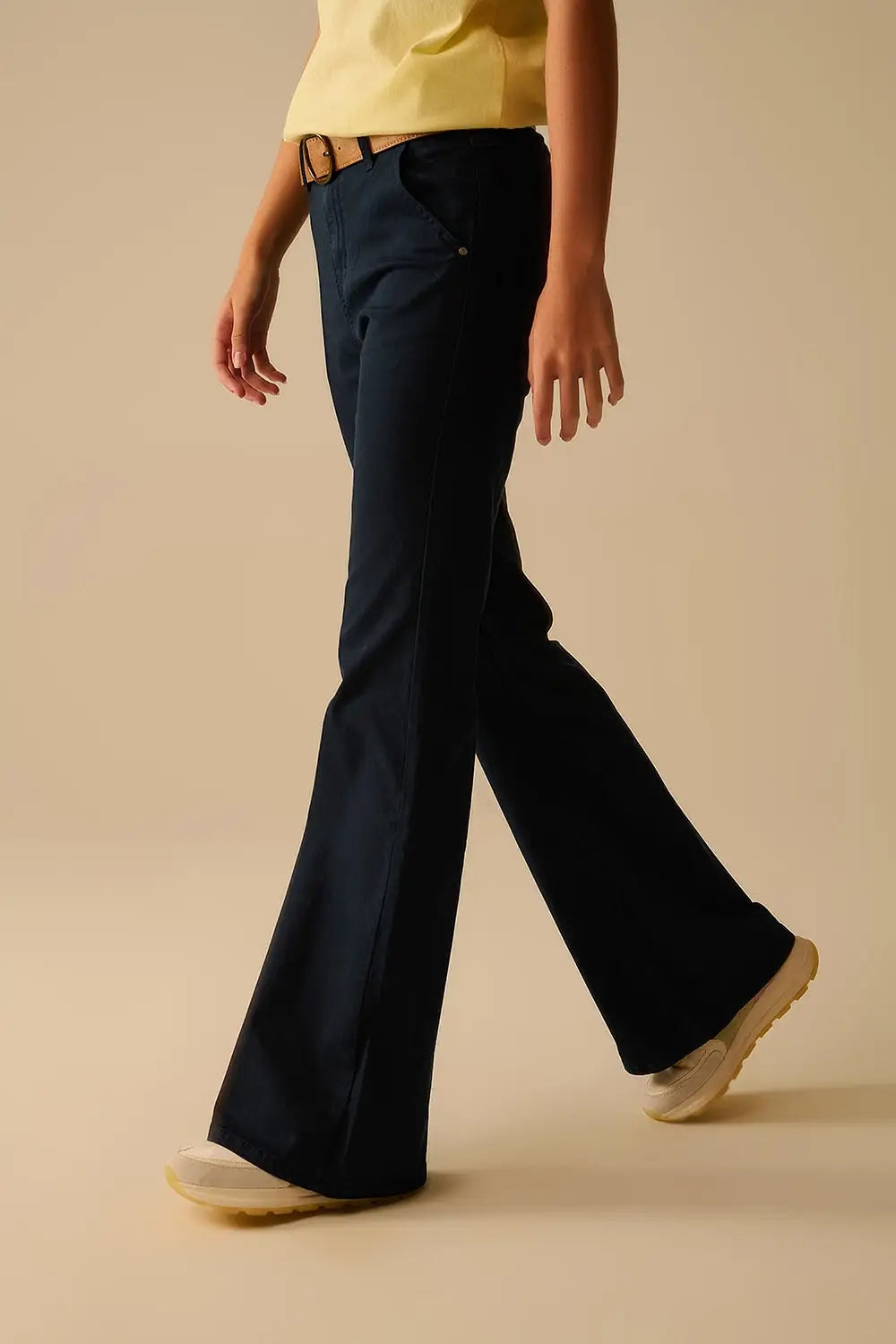 Comfy Stretcy Denim Navy Flared Jeans - Colored Jeans