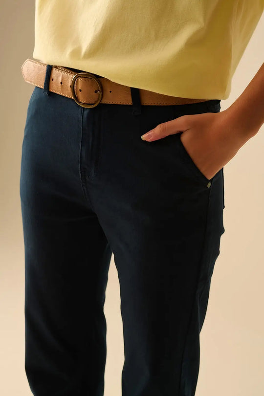 Comfy Stretcy Denim Navy Flared Jeans - Colored Jeans
