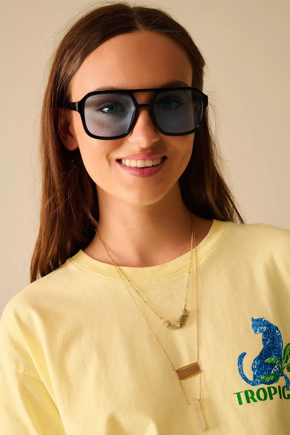 Sunglasses with black frames and blue lenses - BLUE / ONE - Sunglasses