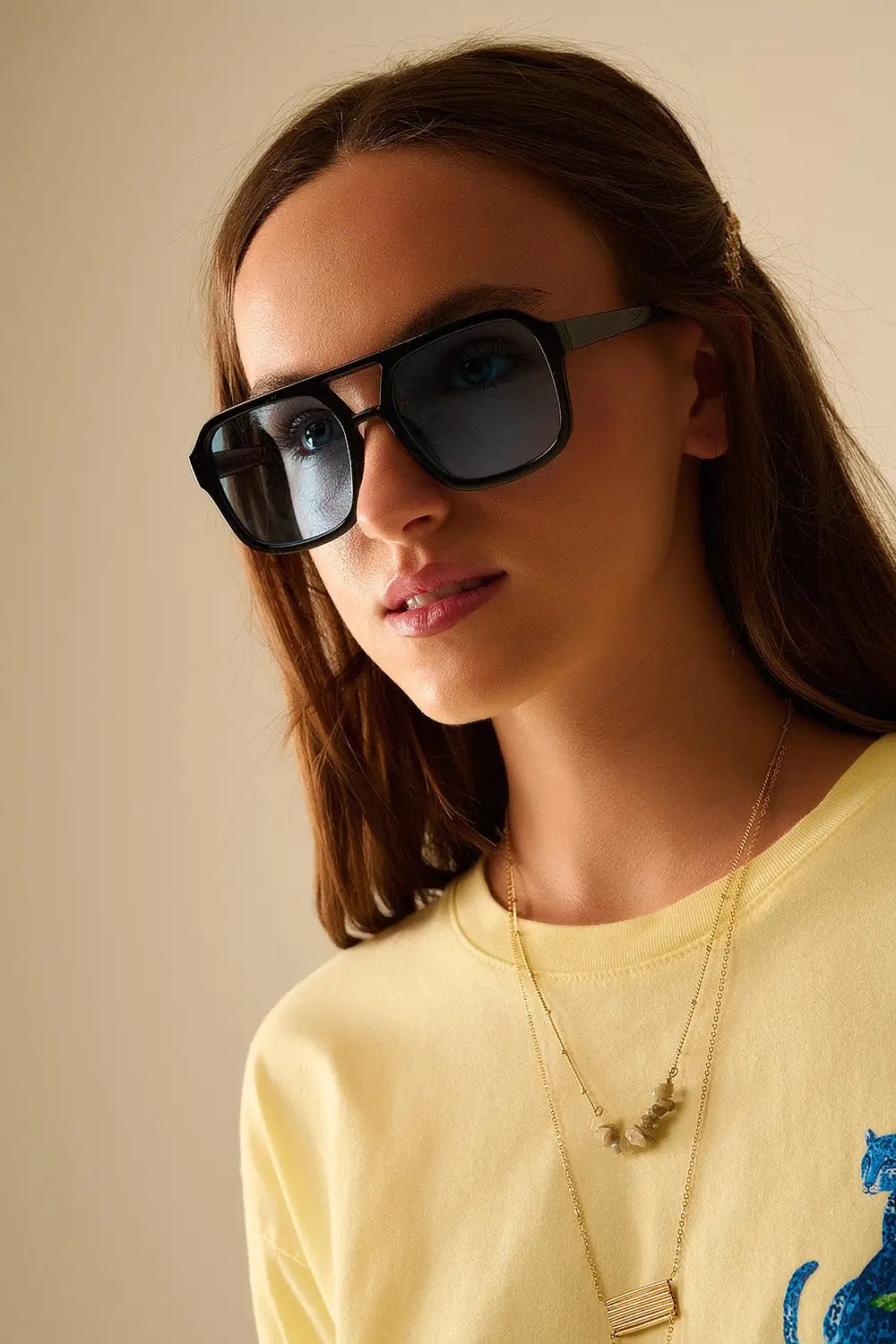 Sunglasses with black frames and blue lenses - BLUE / ONE - Sunglasses