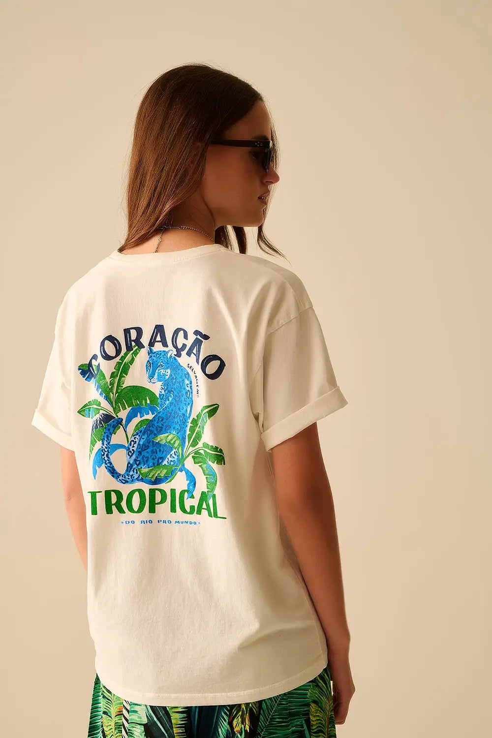 White t-shirt made in Italy with tropical graphic print - WHITE / ONE - T-Shirts