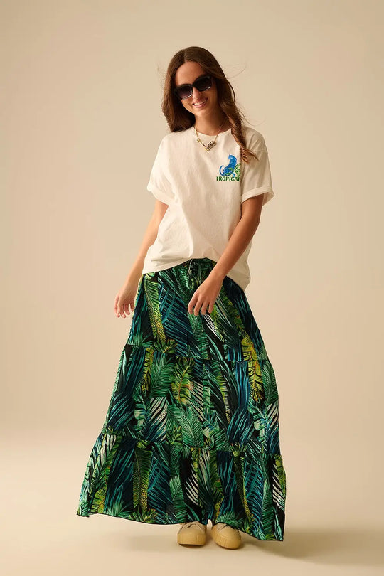 White t-shirt made in Italy with tropical graphic print - WHITE / ONE - T-Shirts