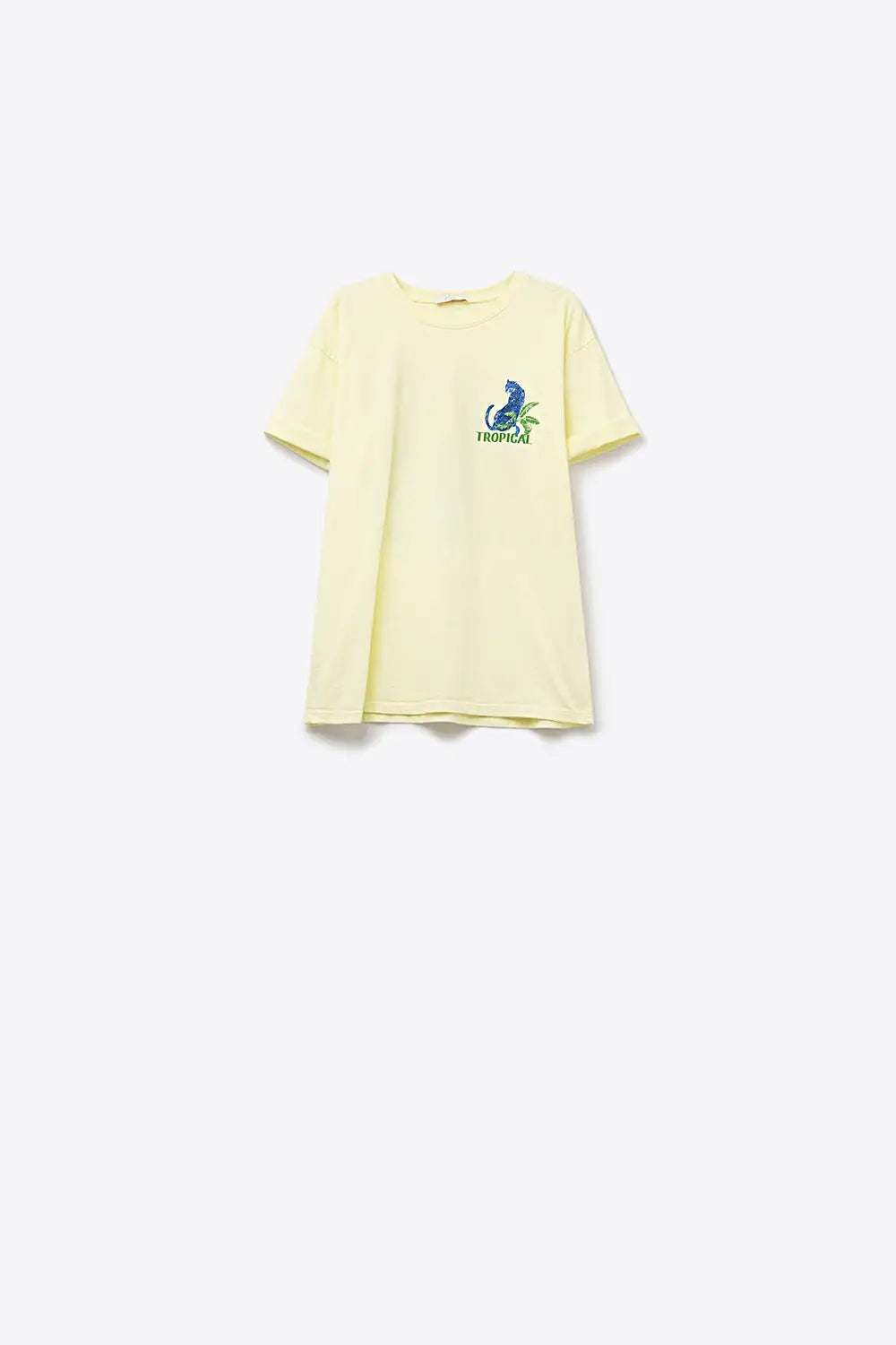 Yellow t-shirt made in Italy with tropical graphic print - YELLOW / ONE - T-Shirts