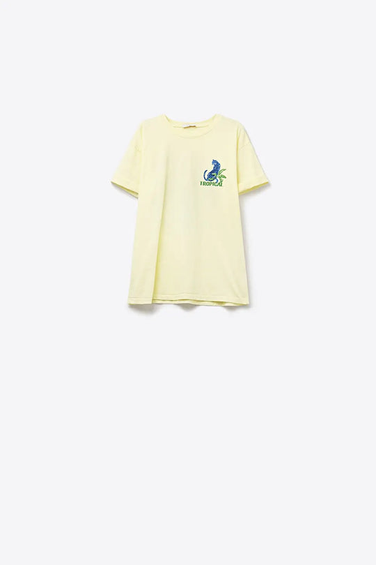 Yellow t-shirt made in Italy with tropical graphic print - YELLOW / ONE - T-Shirts