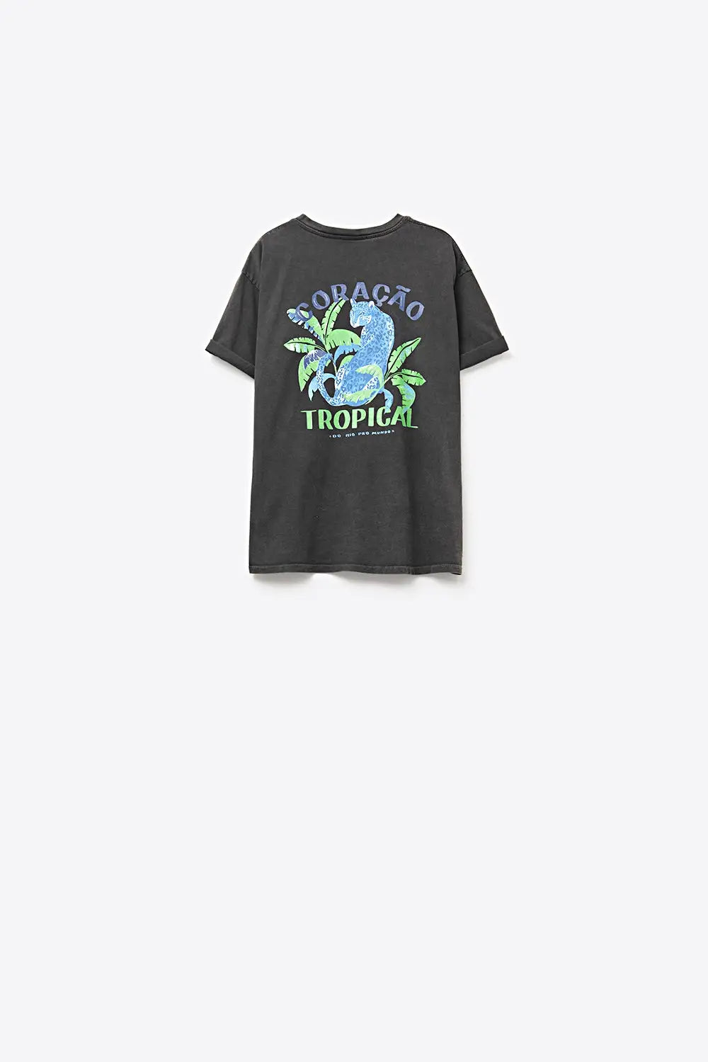 Black t-shirt made in Italy with tropical graphic print - BLACK / ONE - T-Shirts
