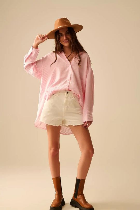 oversized baby pink shirt with bow in the back - Shirts