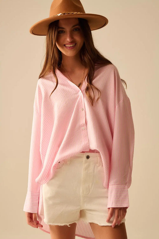 oversized baby pink shirt with bow in the back - Shirts