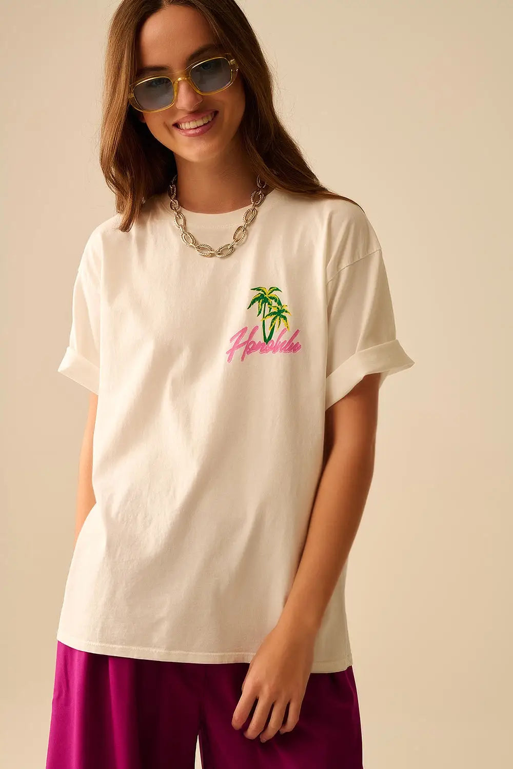 White t-shirt made in Italy with Honolulu graphic - WHITE / ONE - T-Shirts