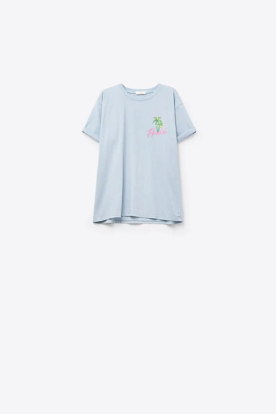 Blue t-shirt made in Italy with Honolulu graphic - BLUE / ONE - T-Shirts