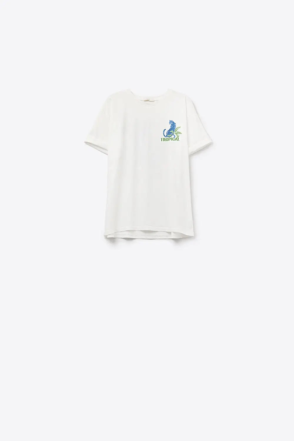 White t-shirt made in Italy with tropical graphic print - WHITE / ONE - T-Shirts