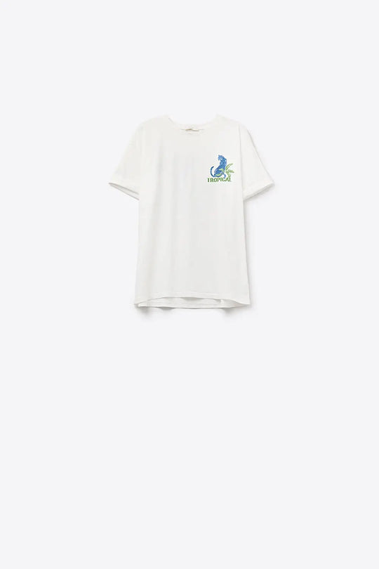 White t-shirt made in Italy with tropical graphic print - WHITE / ONE - T-Shirts