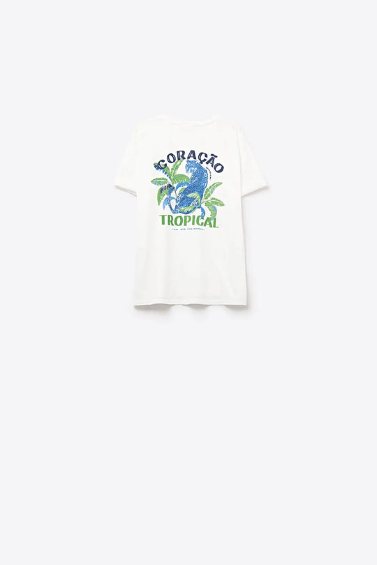 White t-shirt made in Italy with tropical graphic print - WHITE / ONE - T-Shirts