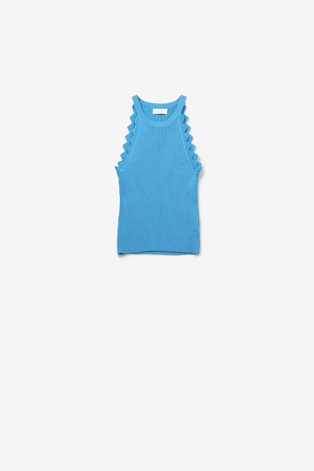 Ribbed Halter Top With Scalloped Finish in electric blue - BLUE / ONE - Tops