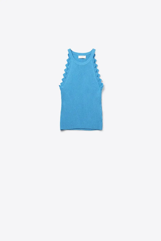 Ribbed Halter Top With Scalloped Finish in electric blue - BLUE / ONE - Tops