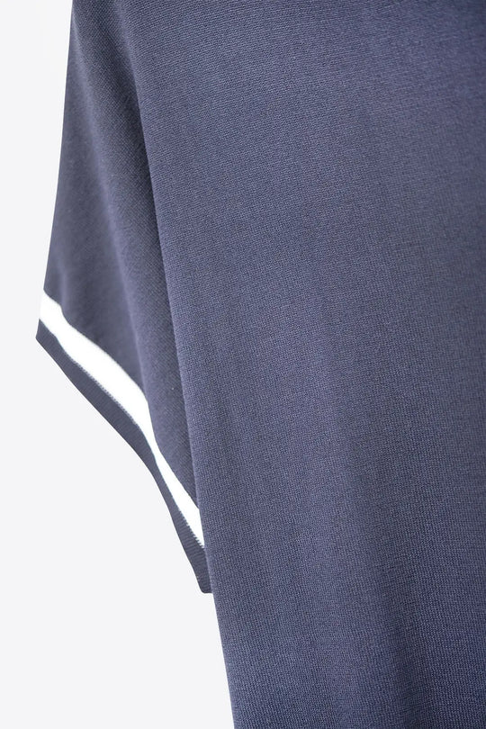 Navy Relaxed Sweater with White Contrast Detail - NAVY / ONE - Sweaters