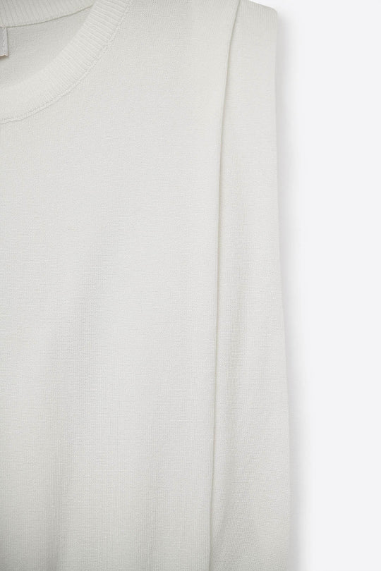 Sleeveless Knited sweater With Shoulder Drape in White