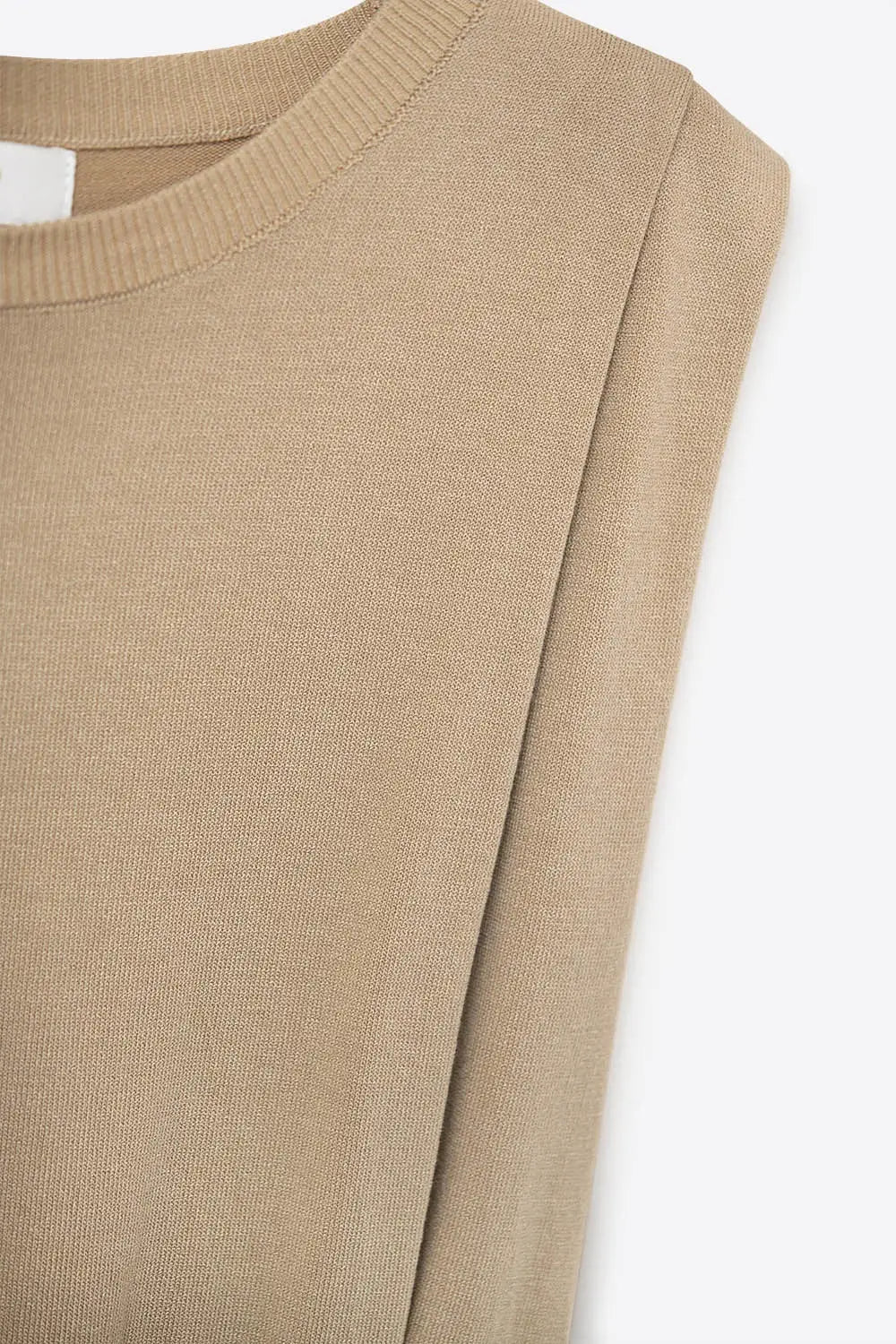 Sleeveless knit top with draped shoulders in camel - CAMEL / ONE - Sweaters