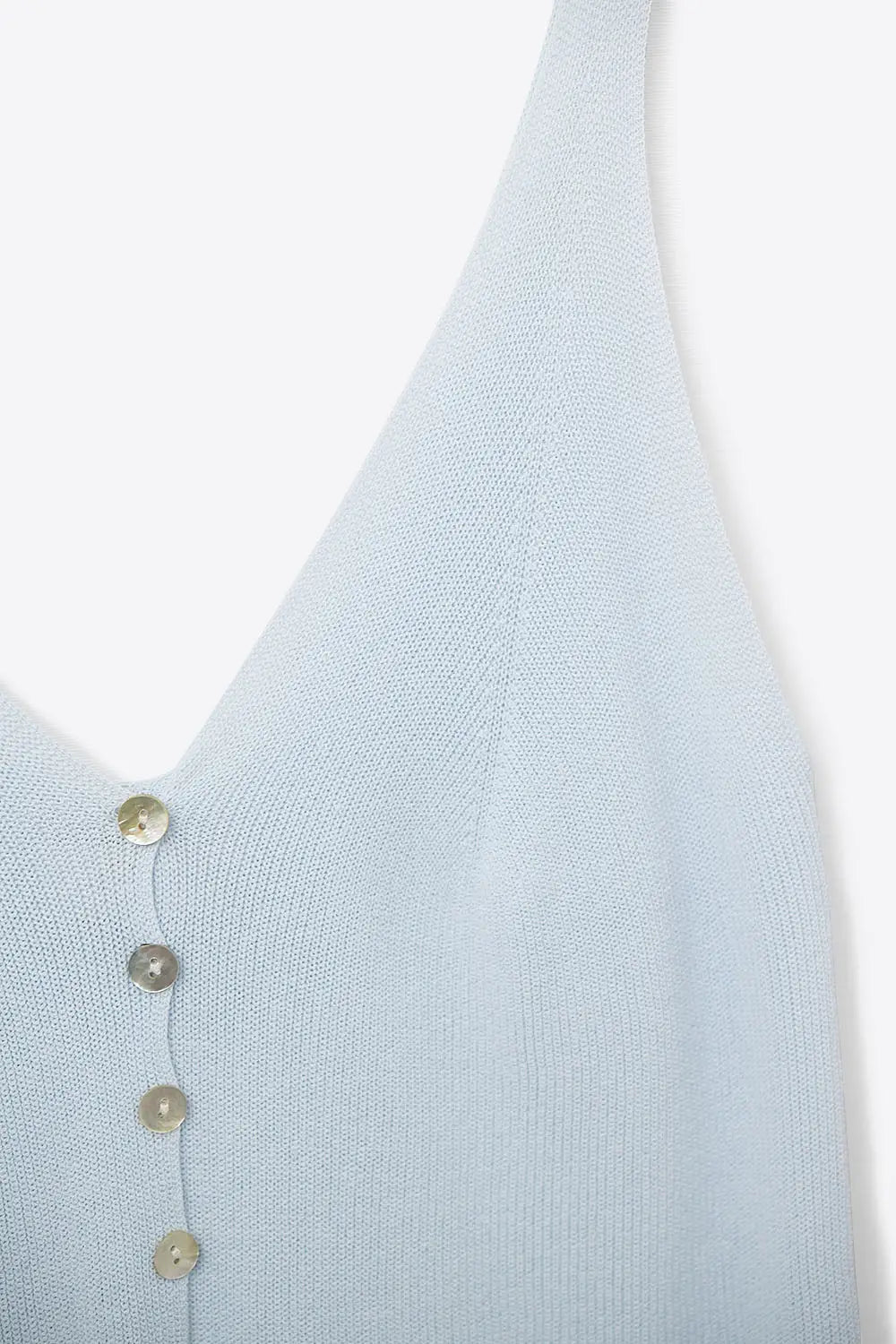 Baby Blue Knit Buttoned Crop Top - BLUE / ONE - Tops