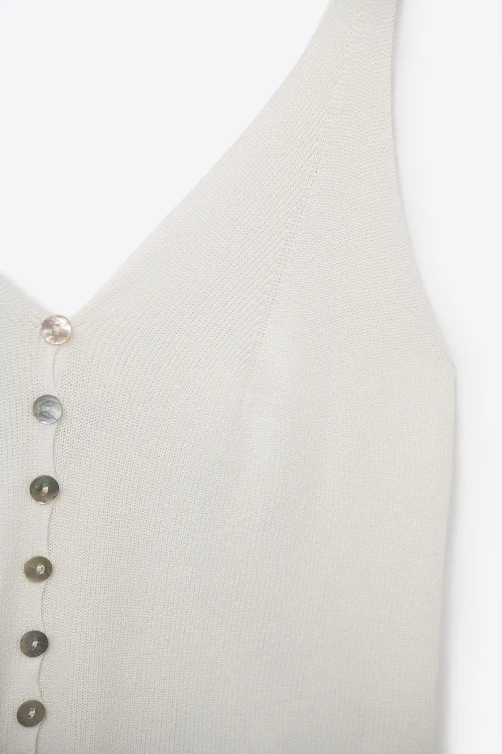 White Knit Buttoned Crop Top - WHITE / ONE - Tops