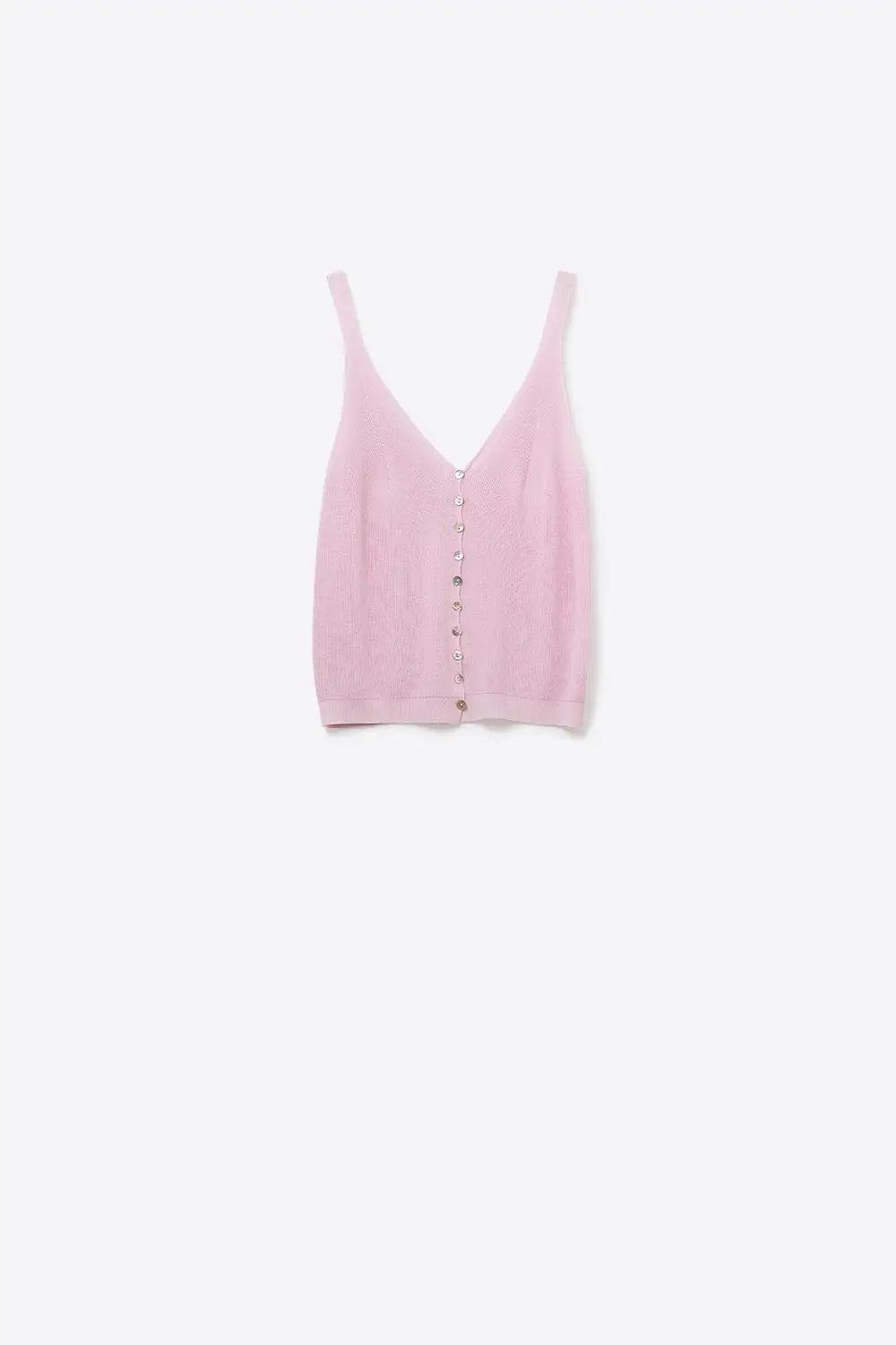 Baby pink Knit Buttoned Crop Top - PINK / ONE - Tops