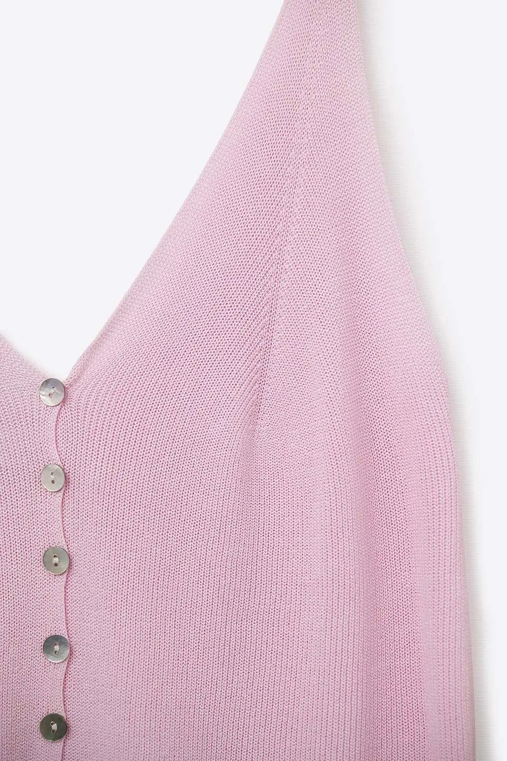 Baby pink Knit Buttoned Crop Top - PINK / ONE - Tops
