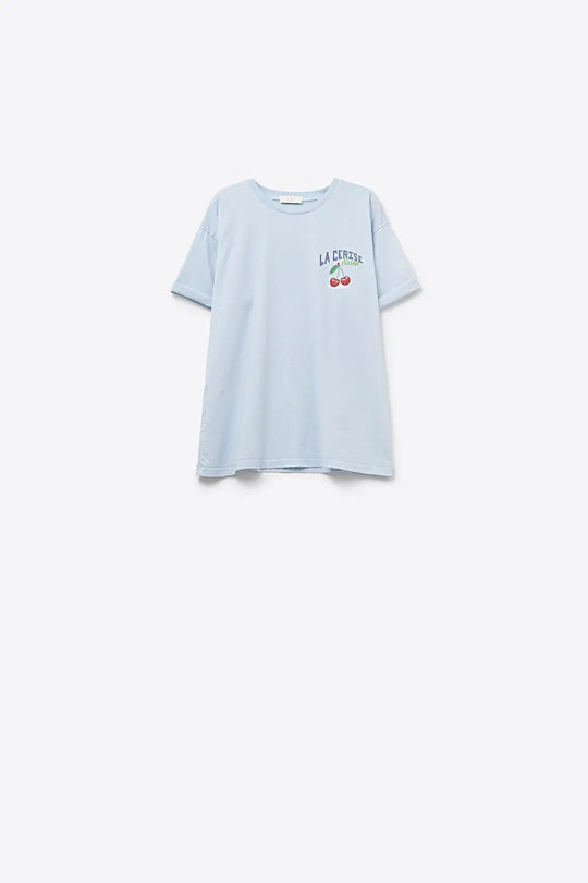 Blue T-shirt with La Cerise Market Saint-Tropez graphic - BLUE / ONE - T-Shirts
