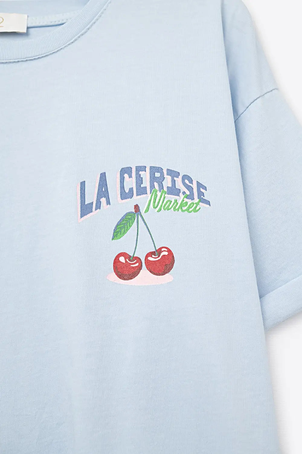 Blue T-shirt with La Cerise Market Saint-Tropez graphic - BLUE / ONE - T-Shirts
