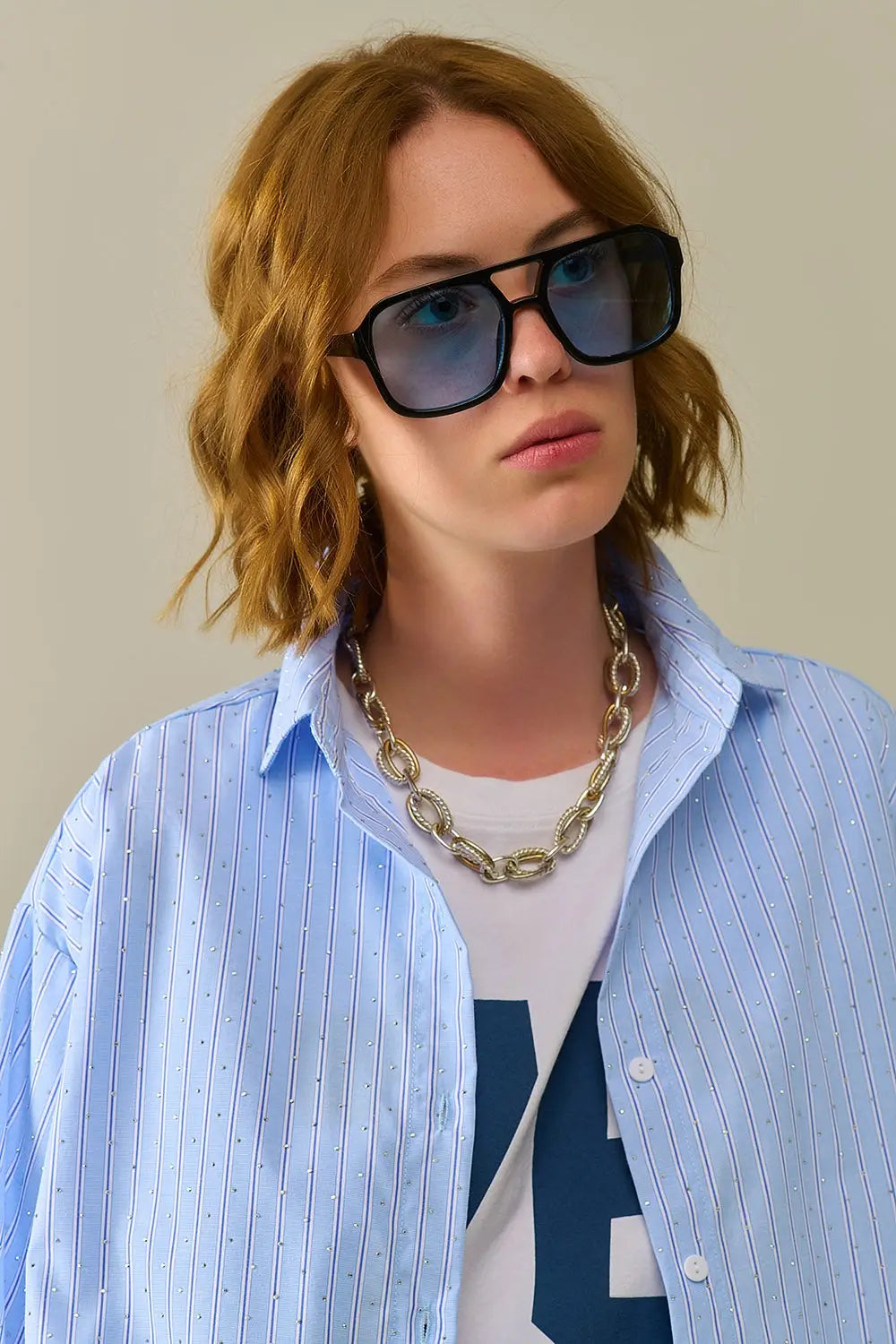 Sunglasses with black frames and blue lenses - BLUE / ONE - Sunglasses