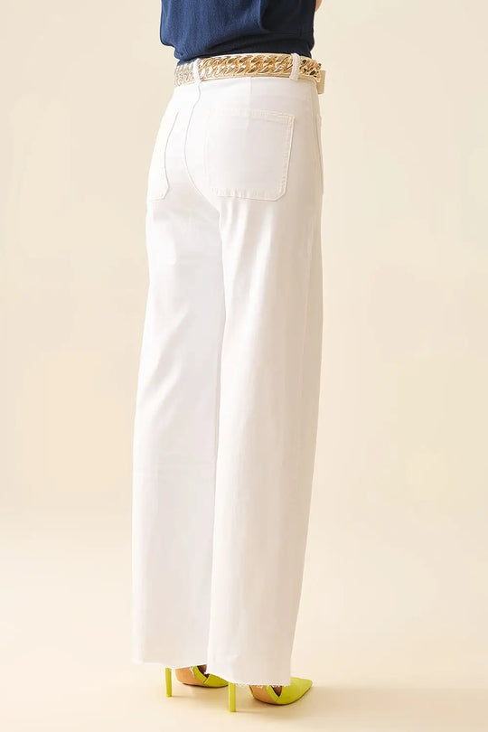White Straight Leg pants With Front Pockets - Colored Jeans