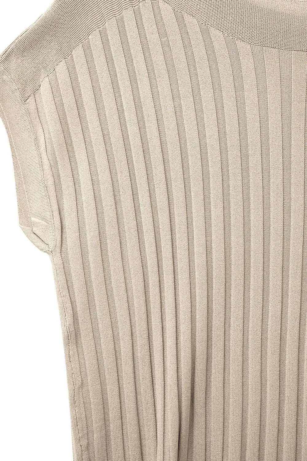 Beige fine Rib knitted Sweater with boat neck - BEIGE / ONE - Sweaters
