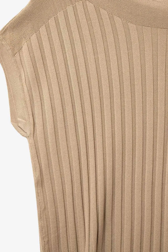 Camel fine Rib knitted Sweater with boat neck - CAMEL / ONE - Sweaters