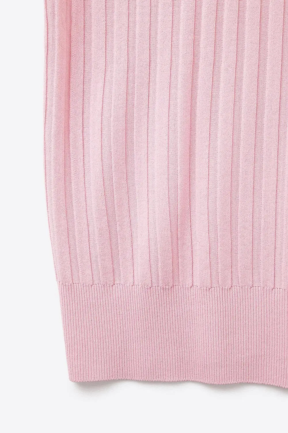 Pink fine Rib knitted Sweater with boat neck - PINK / ONE - Sweaters